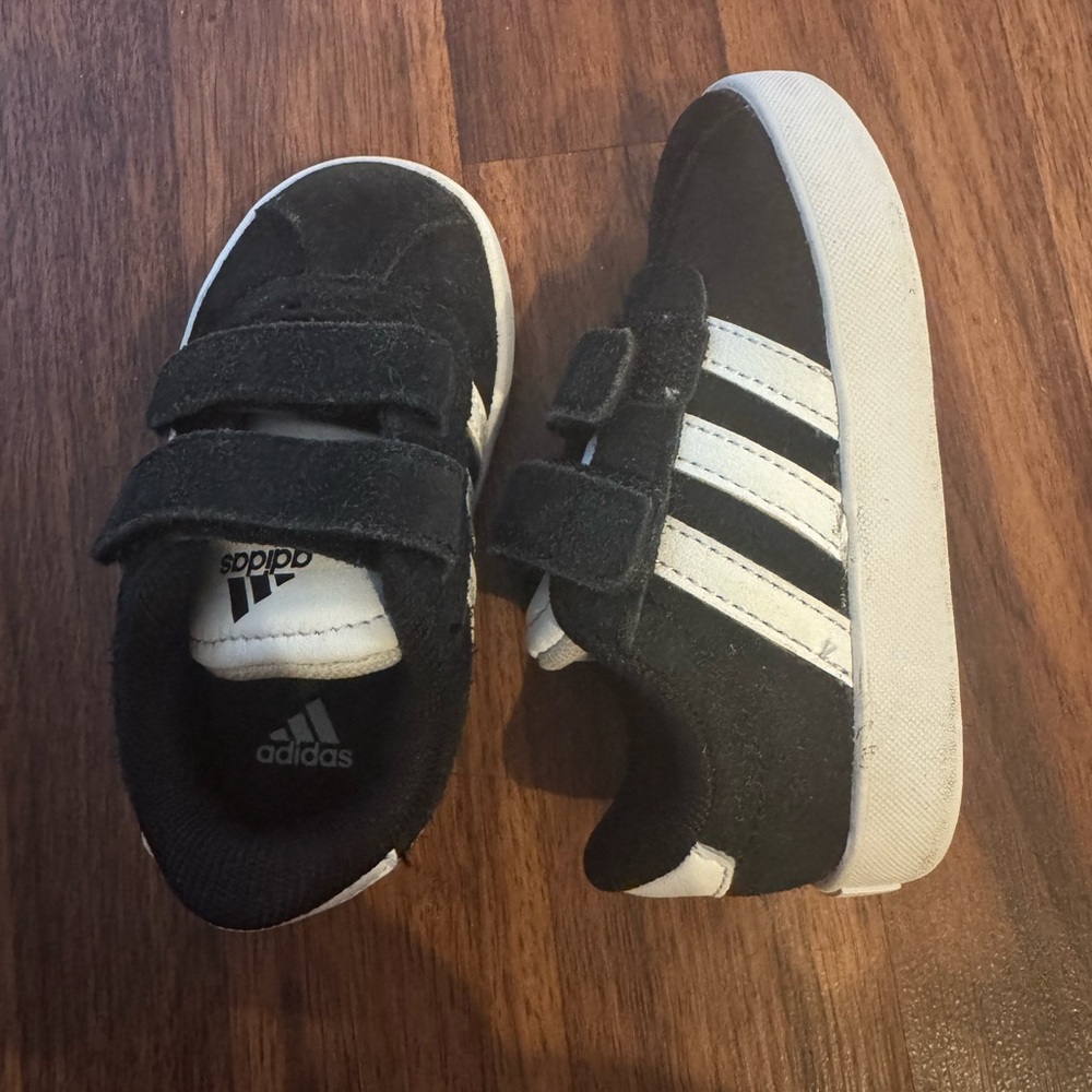 Adidas Kids Black and White Velcro Sneakers